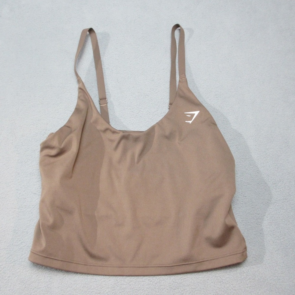 Gymshark Tank Top Womens Small Brown Training Cami Adjustable Workout Activewear